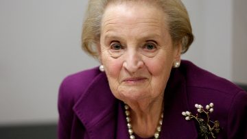 FILE PHOTO: Former U.S. Secretary of State Madeleine Albright speaks before an interview in Washington.