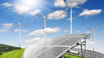 solar energy panels and wind turbine